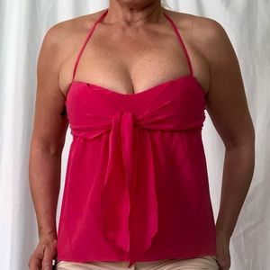 FRENCH CONNECTION Hot pink tied real silk top, size 6